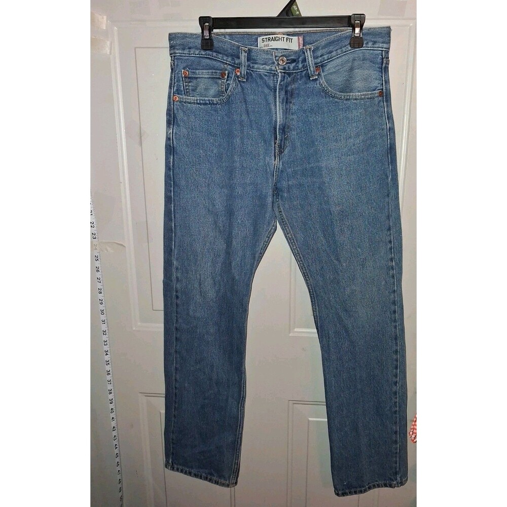 Levi's Men's 505 Straight Fit Jeans Blue Medium Wash Denim 5-Pocket Mid Rise